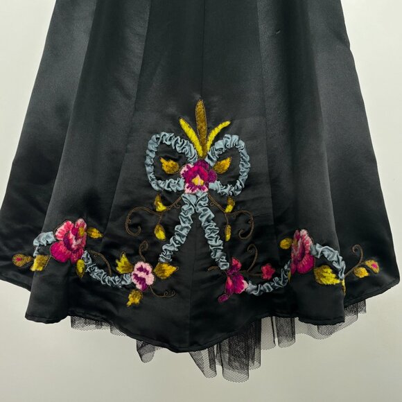 VTG Betsey Johnson Embroidered Silk Cocktail Dress - Picture 4 of 6